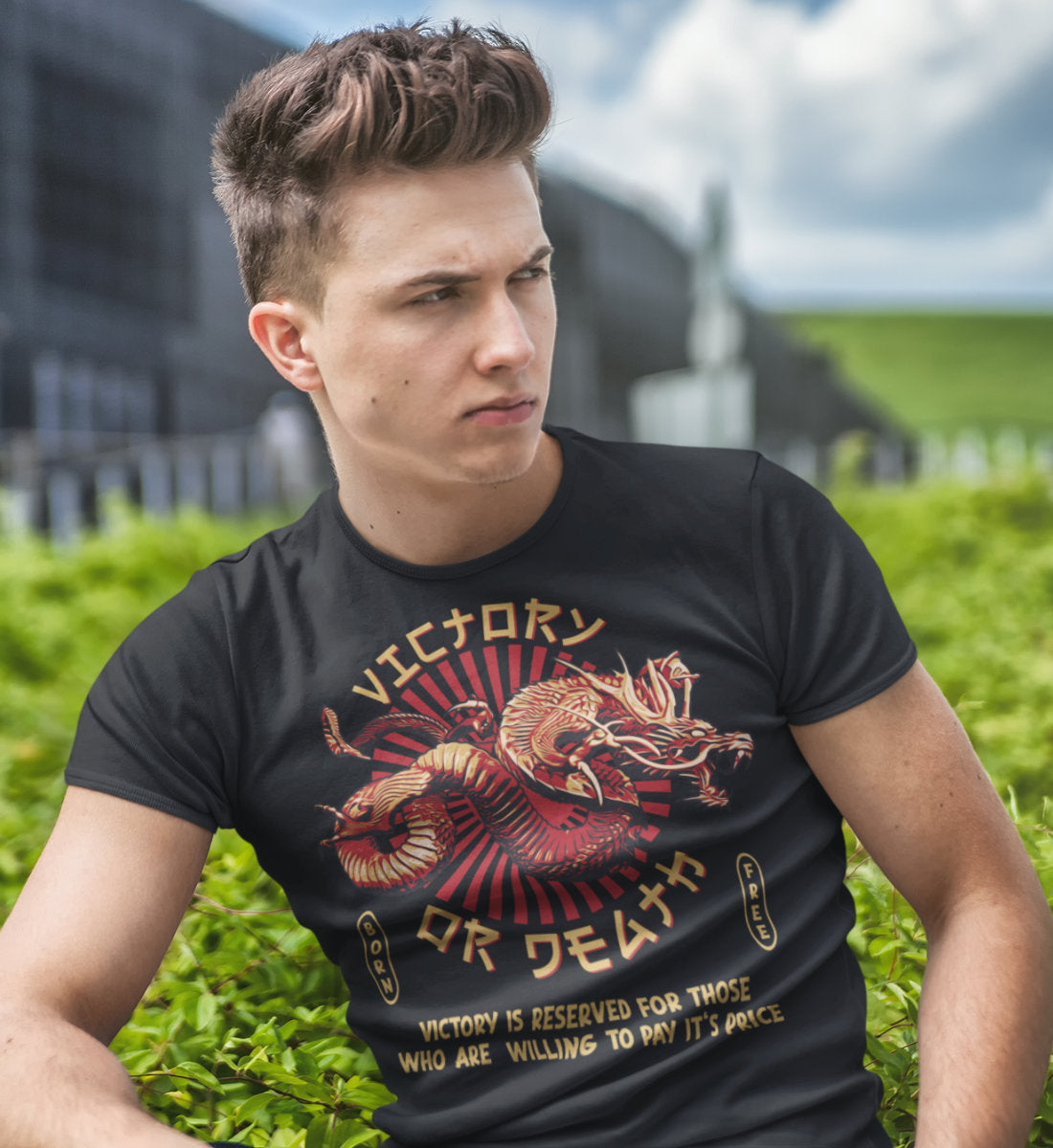 Victory Or Death - Asian Dragon - Herren Shirt