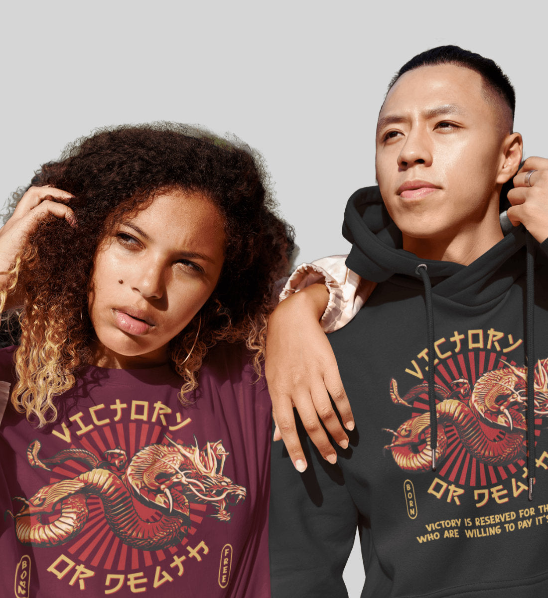 Victory Or Death - Asian Dragon - Unisex Organic Hoodie