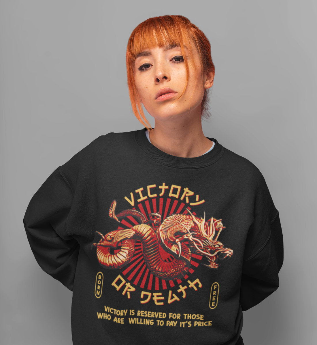Victory Or Death - Asian Dragon - Unisex Organic Sweatshirt ST/ST