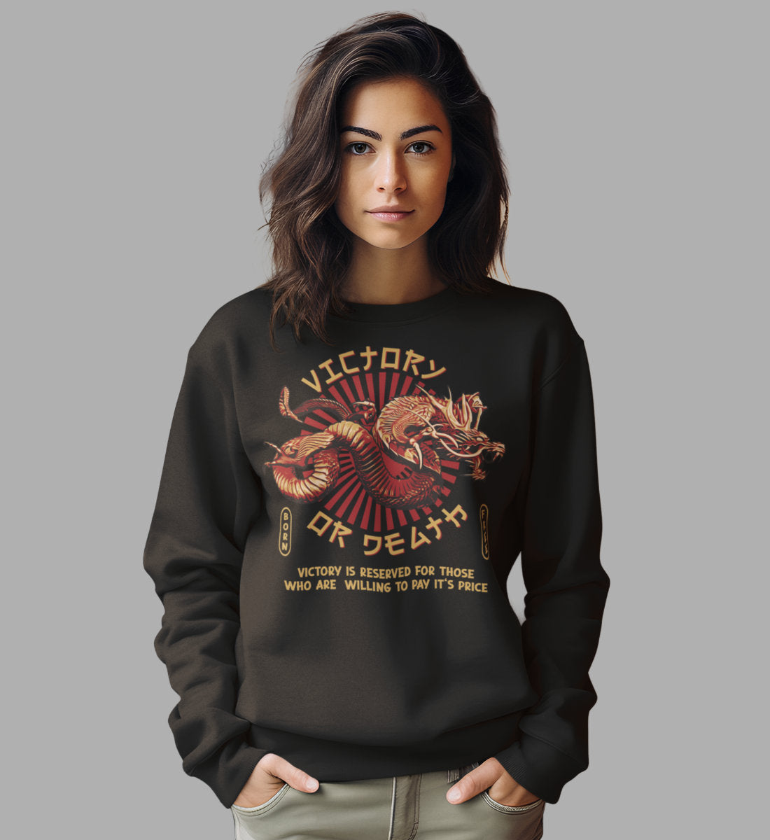 Victory Or Death - Asian Dragon - Unisex Organic Sweatshirt ST/ST