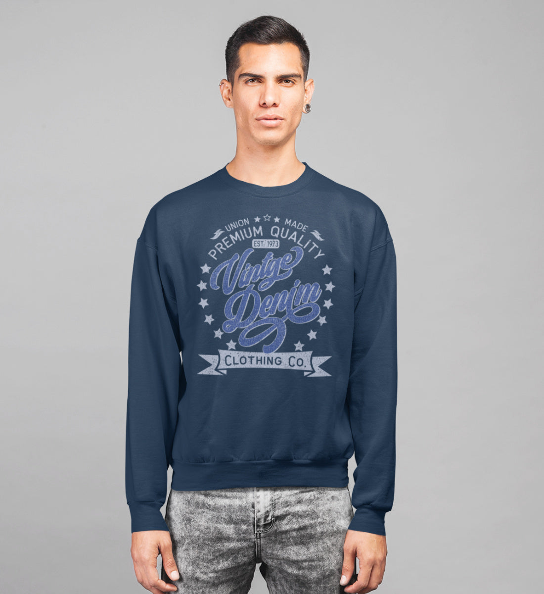 Vintage Denim Premium Product Clothing Co. Design - Unisex Organic Sweatshirt ST/ST
