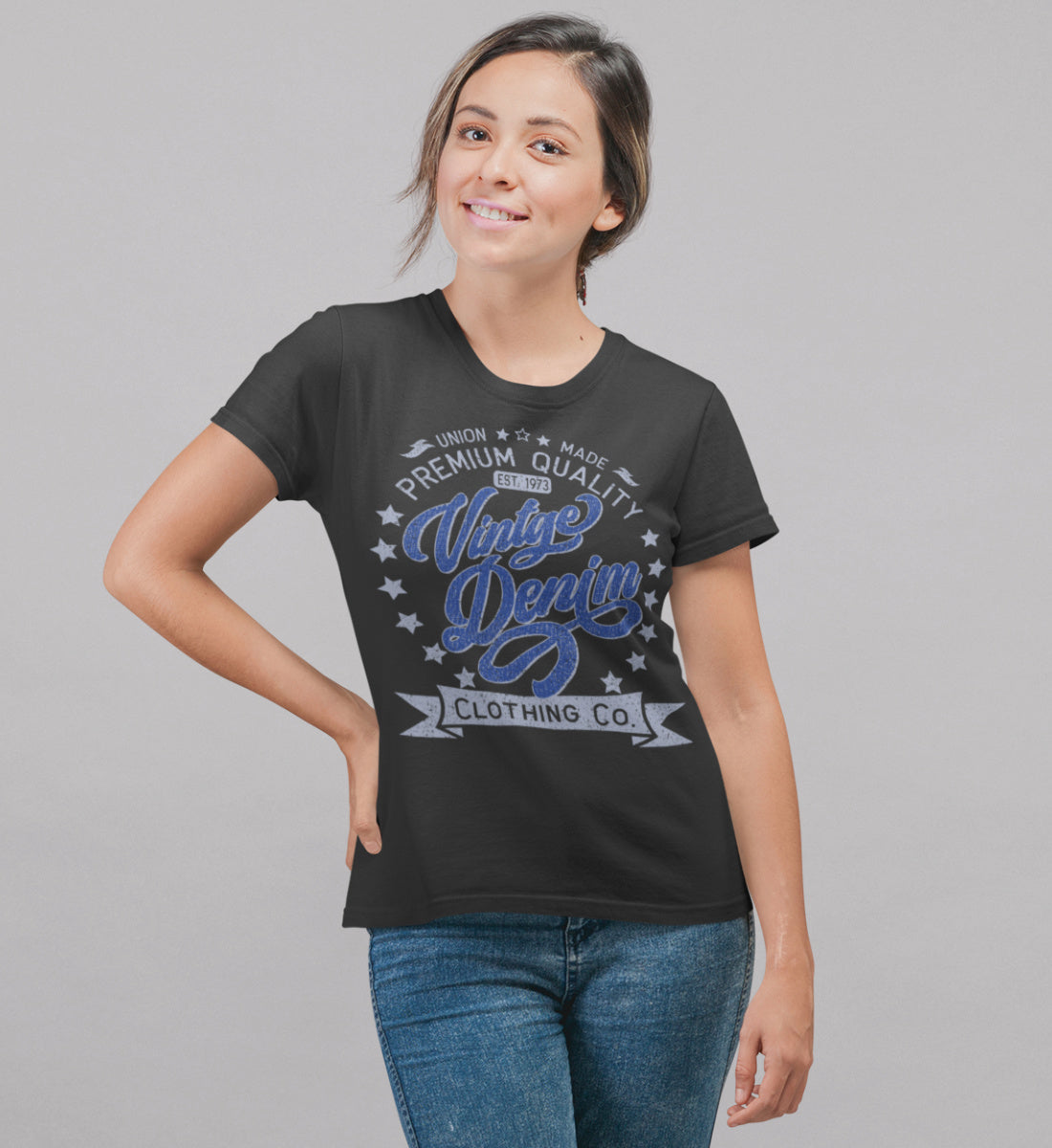 Vintage Denim Premium Product Clothing Co. Design - Damen Premium Organic Shirt