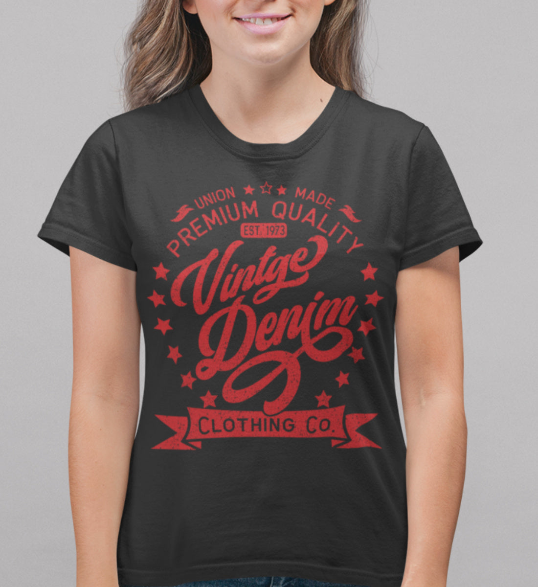 Vintage Denim Premium Product Clothing Co. Design - Damenshirt