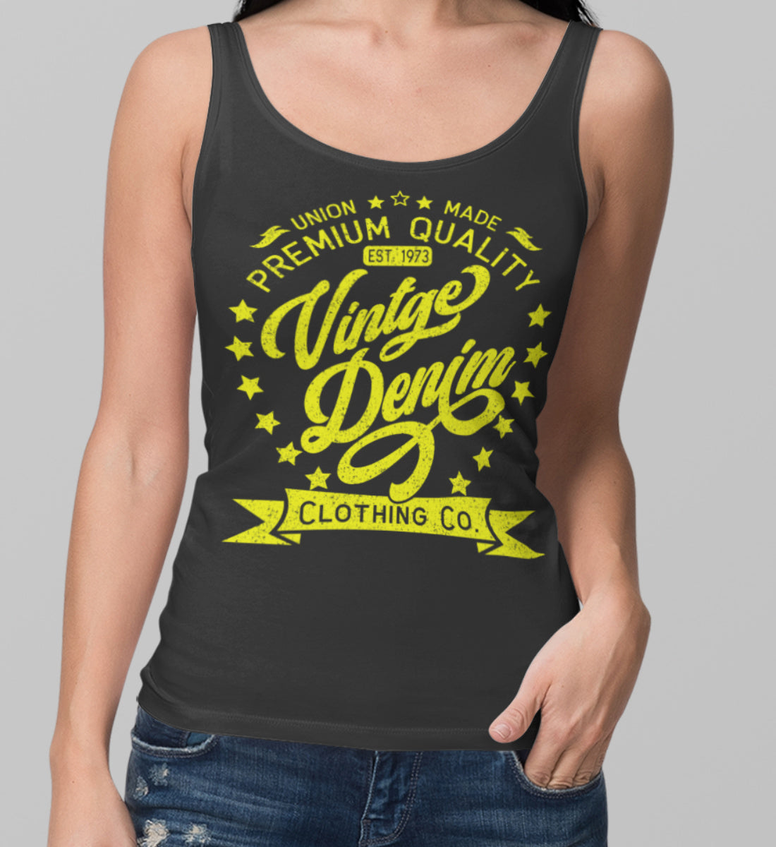 Vintage Denim Premium Product Clothing Co. Design - Frauen Tanktop
