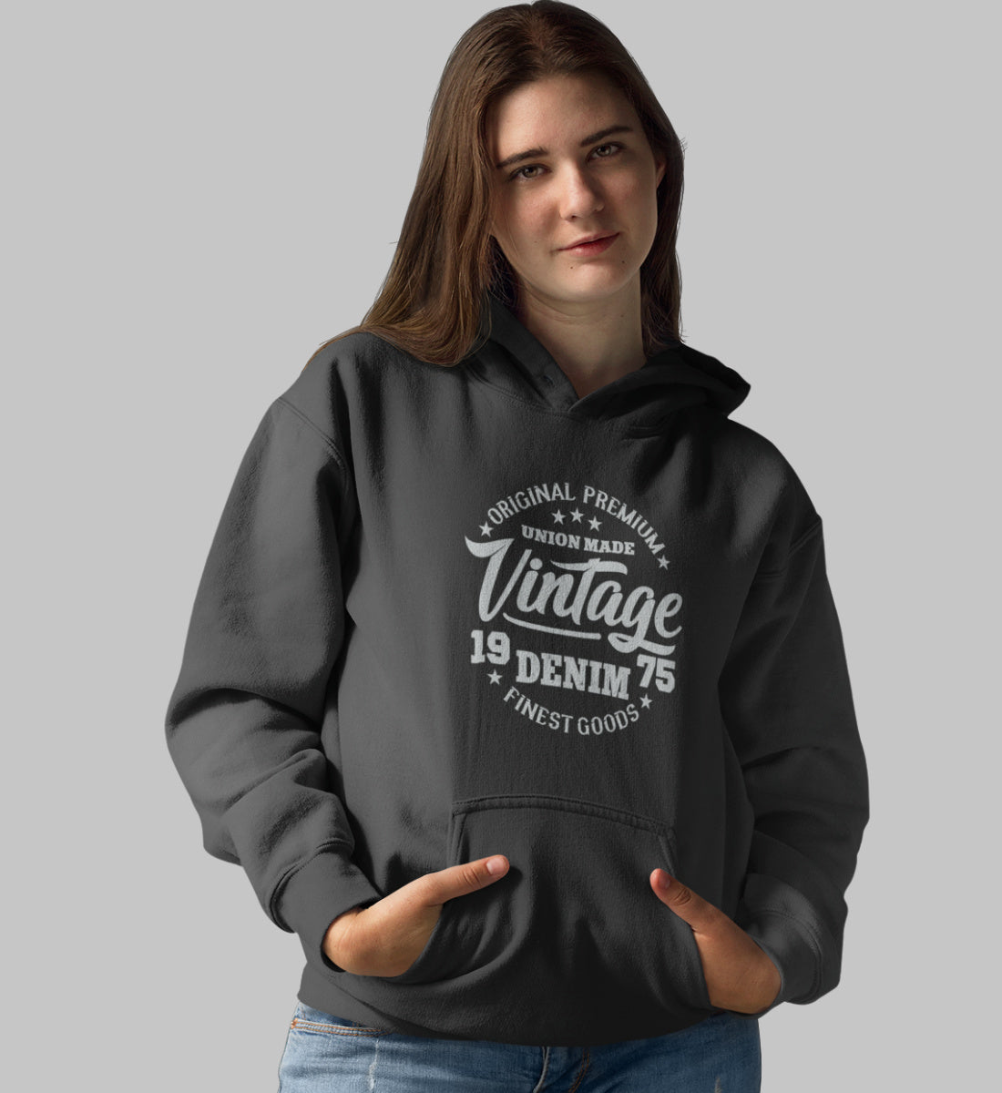 College Vintage Denim Design Original Premium Goods - Damen Organic Hoodie ST/ST