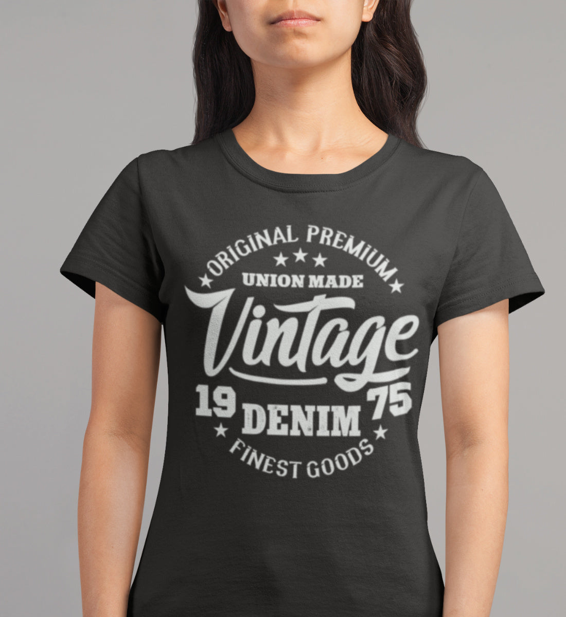 College Vintage Denim Design Original Premium Goods - Damenshirt