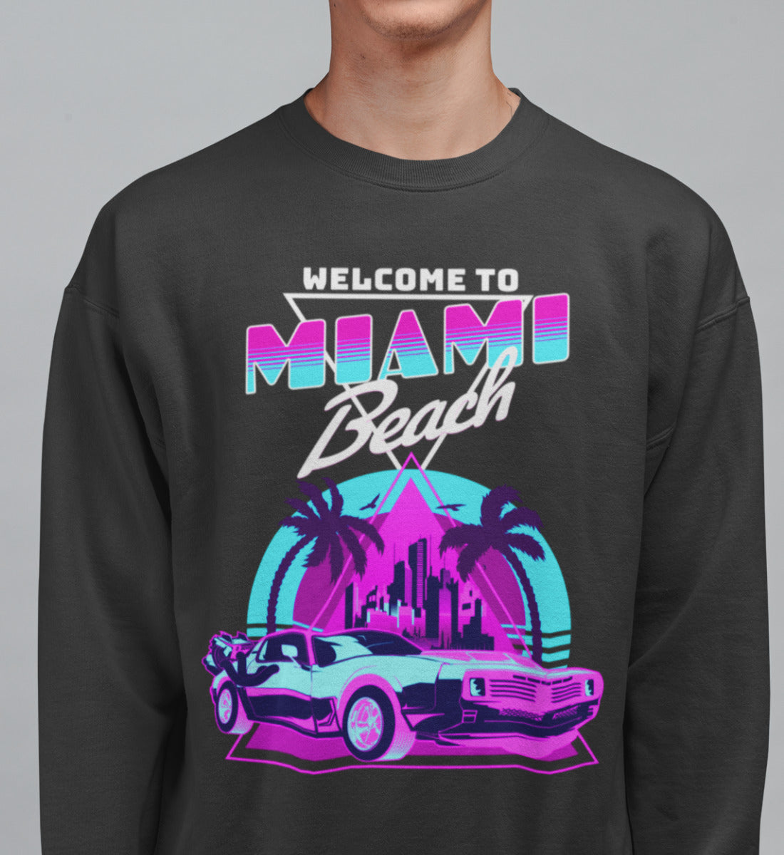 Welcome To Miami Beach - 80s Neon Retro Vaporware - Unisex Organic Sweatshirt ST/ST