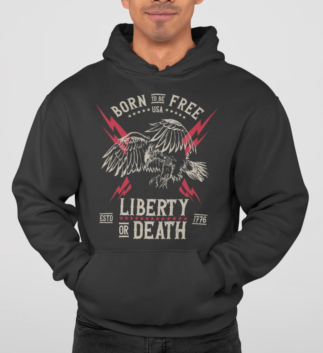 Born To Be Free - USA - Liberty Or Death - American Eagle  - Unisex Organic Hoodie