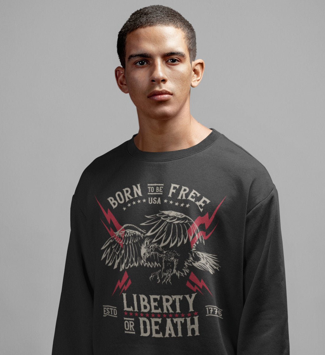 Born To Be Free - USA - Liberty Or Death - American Eagle  - Unisex Organic Sweatshirt ST/ST