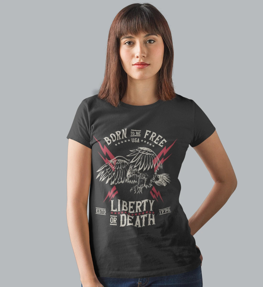 Born To Be Free - USA - Liberty Or Death - American Eagle  - Damen Premium Organic Shirt