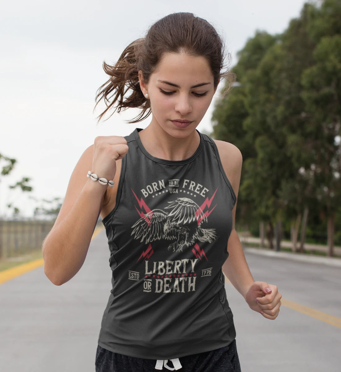 Born To Be Free - USA - Liberty Or Death - American Eagle  - Frauen Tanktop