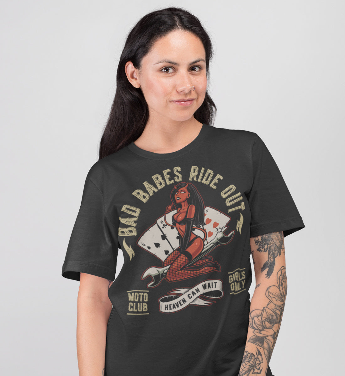 Bad Babes Ride Out - Moto Club - Heaven Can Wait  - Damen Premium Organic Shirt