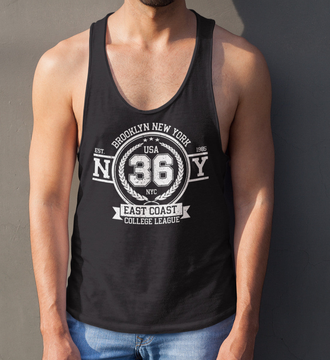 Brooklyn New York College League Vintage Denim  - Herren Tanktop