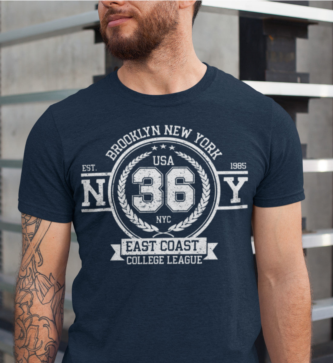 Brooklyn New York College League Vintage Denim  - Herren Shirt