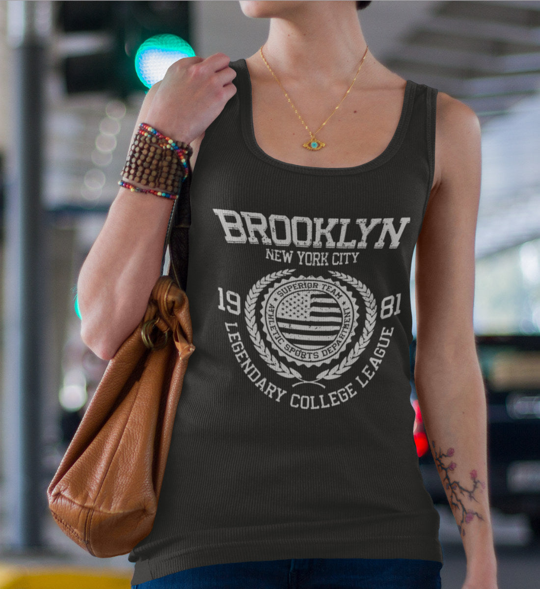 Brooklyn New York USA College League Design  - Damen Premium Organic Tanktop ST/ST