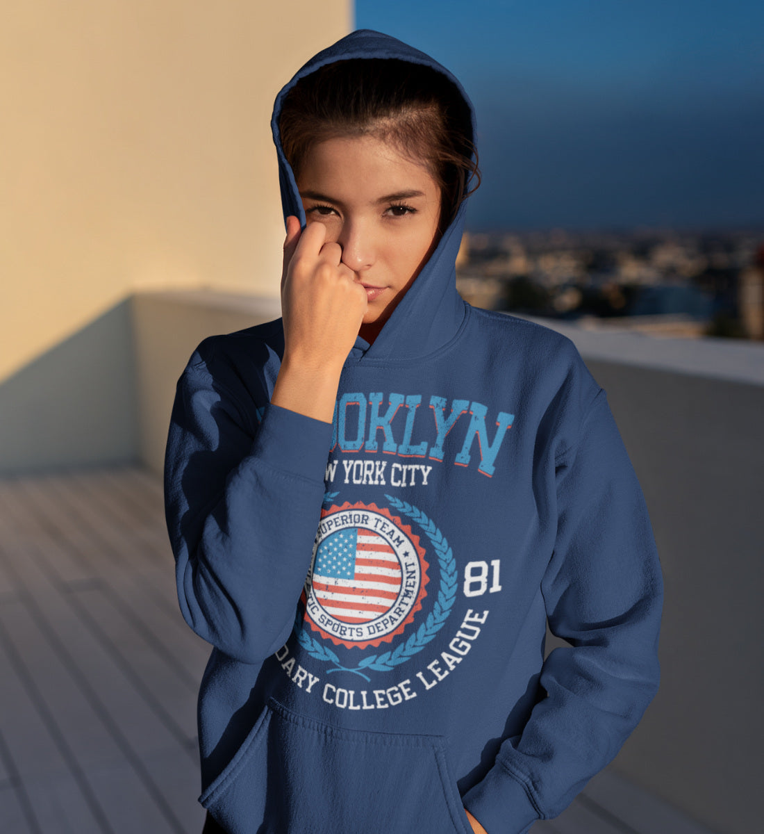 Brooklyn New York USA College League Design  - Damen Organic Hoodie ST/ST