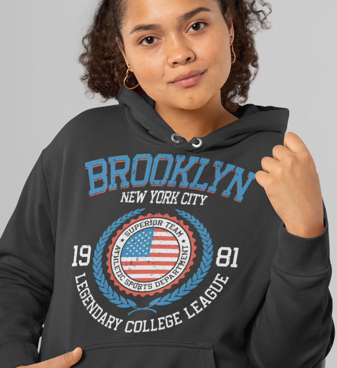 Brooklyn New York USA College League Design  - Damen Organic Hoodie ST/ST