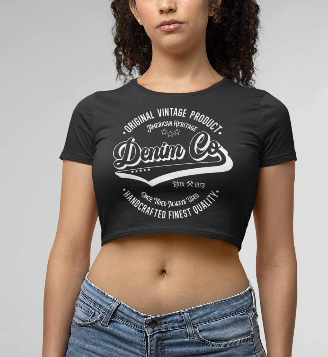 Denim Co. Original Vintage Product Handcrafted Quality  - Damen Organic Crop Top