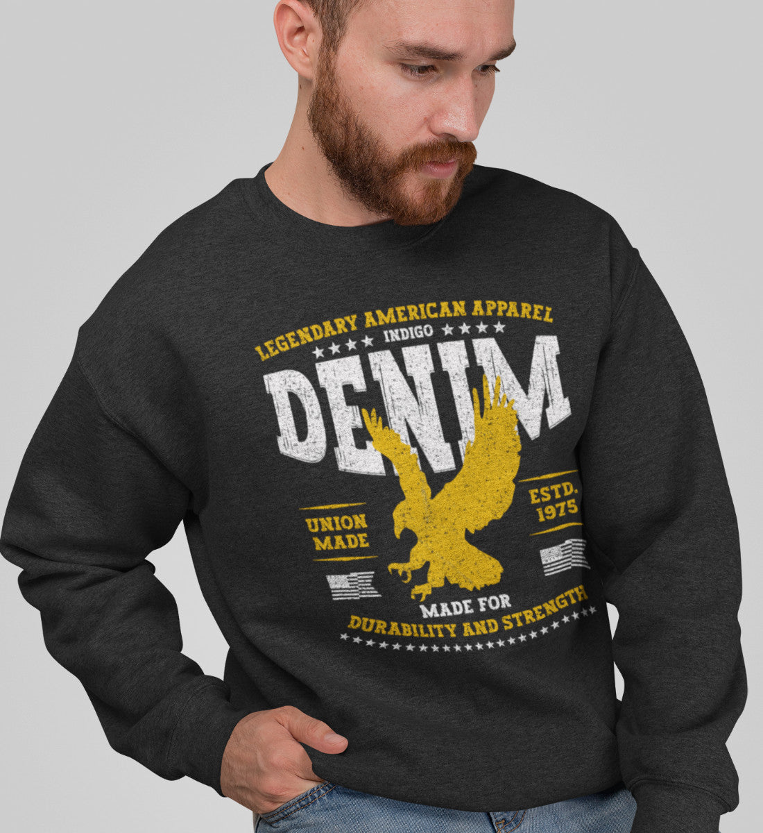 Legendary American Eagle Denim Apparel Durability & Strength  - Unisex Organic Sweatshirt ST/ST