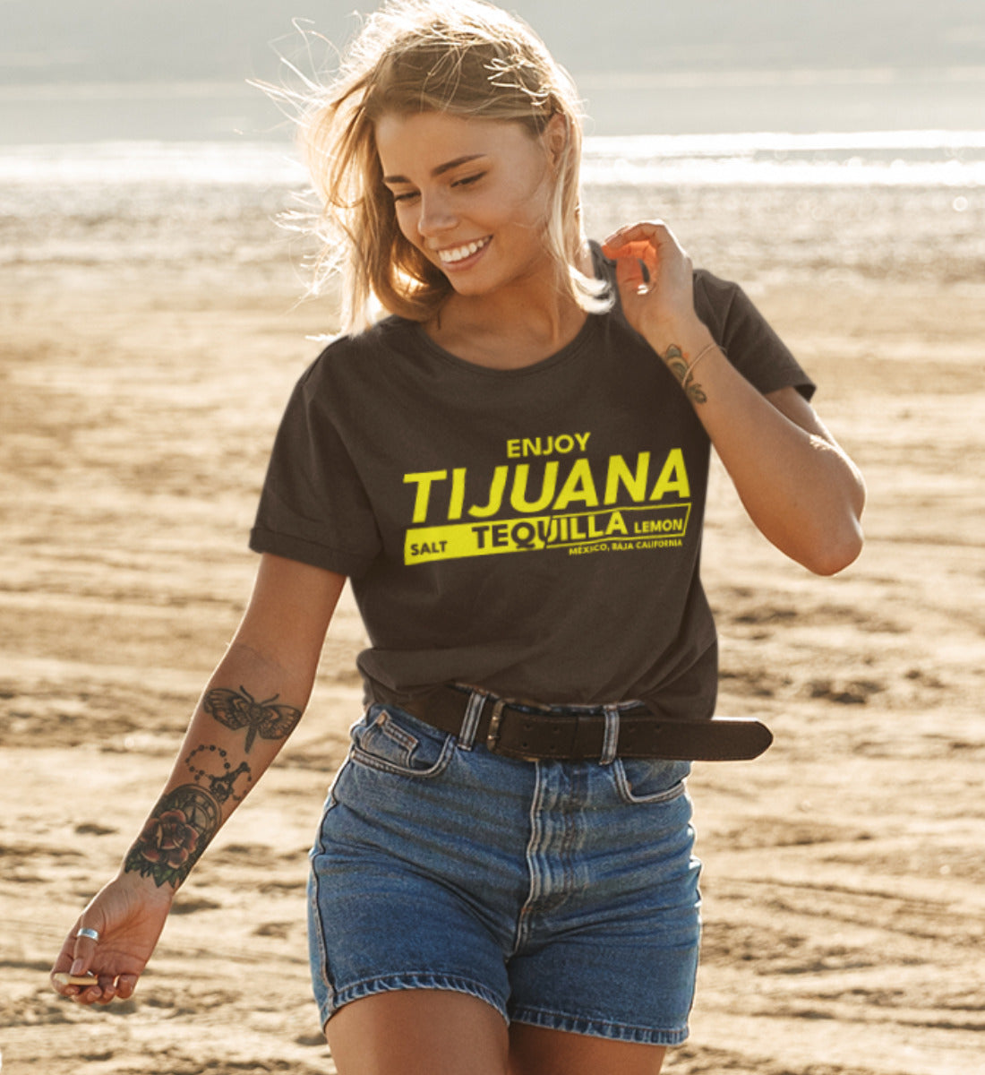 Enjoy Tijuana Salt Tequilla Lemon  - Damen Premium Organic Shirt