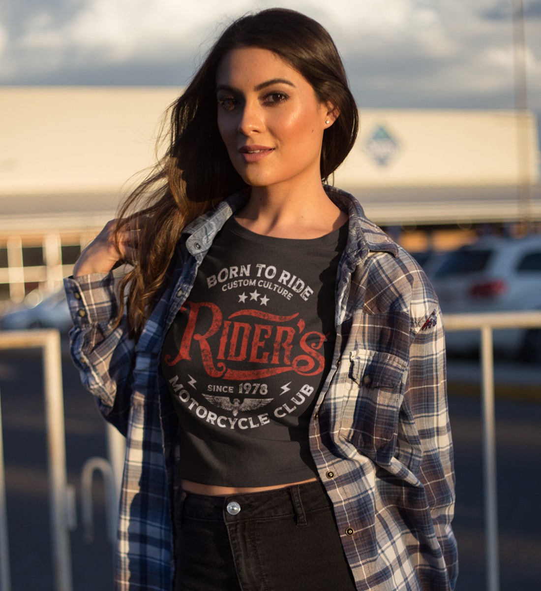 Rider's Motorcycle Club - Born to Ride  - Damen Organic Crop Top