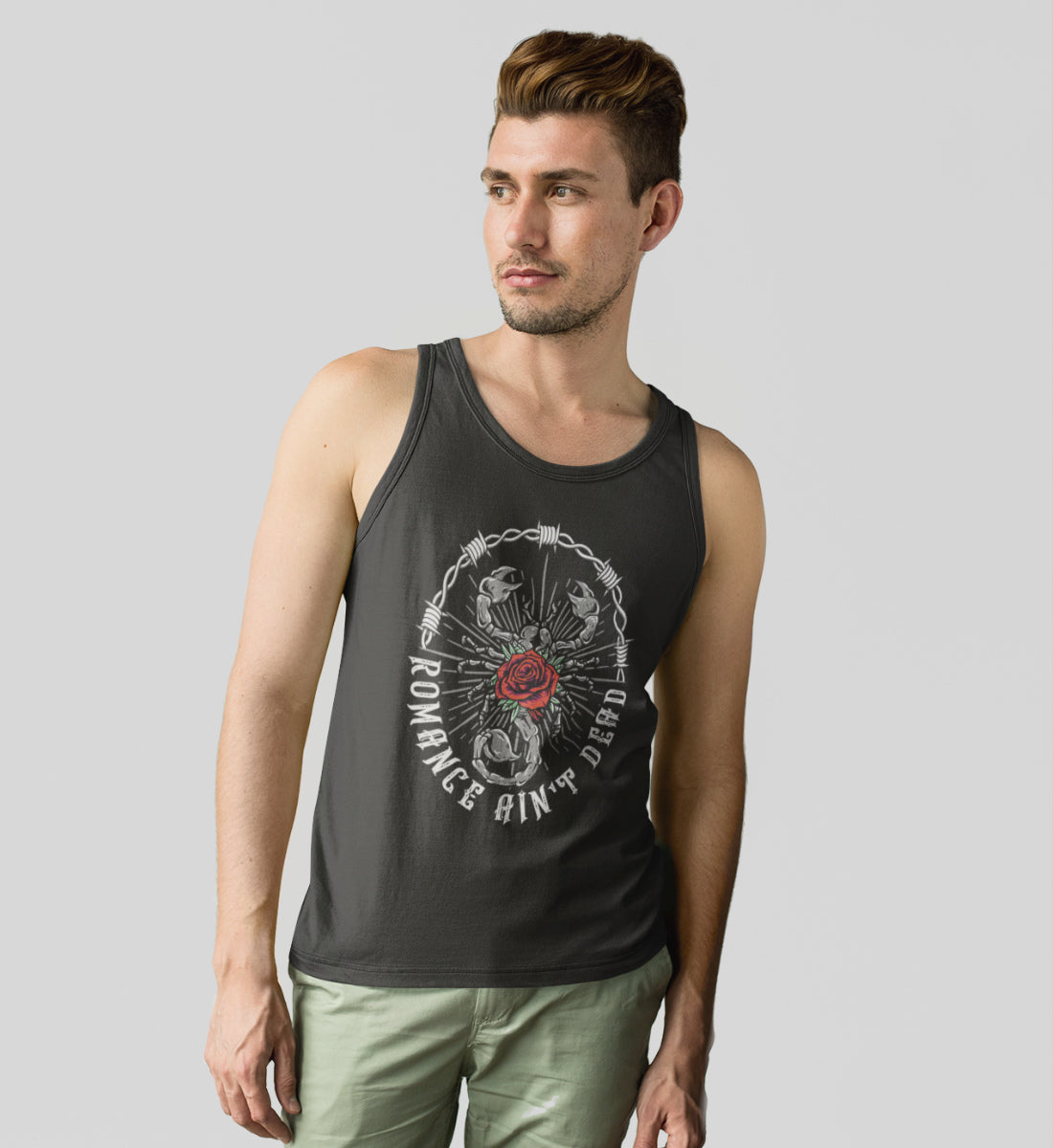 Romance Ain't Dead - Scorpion & Rose  - Herren Tanktop