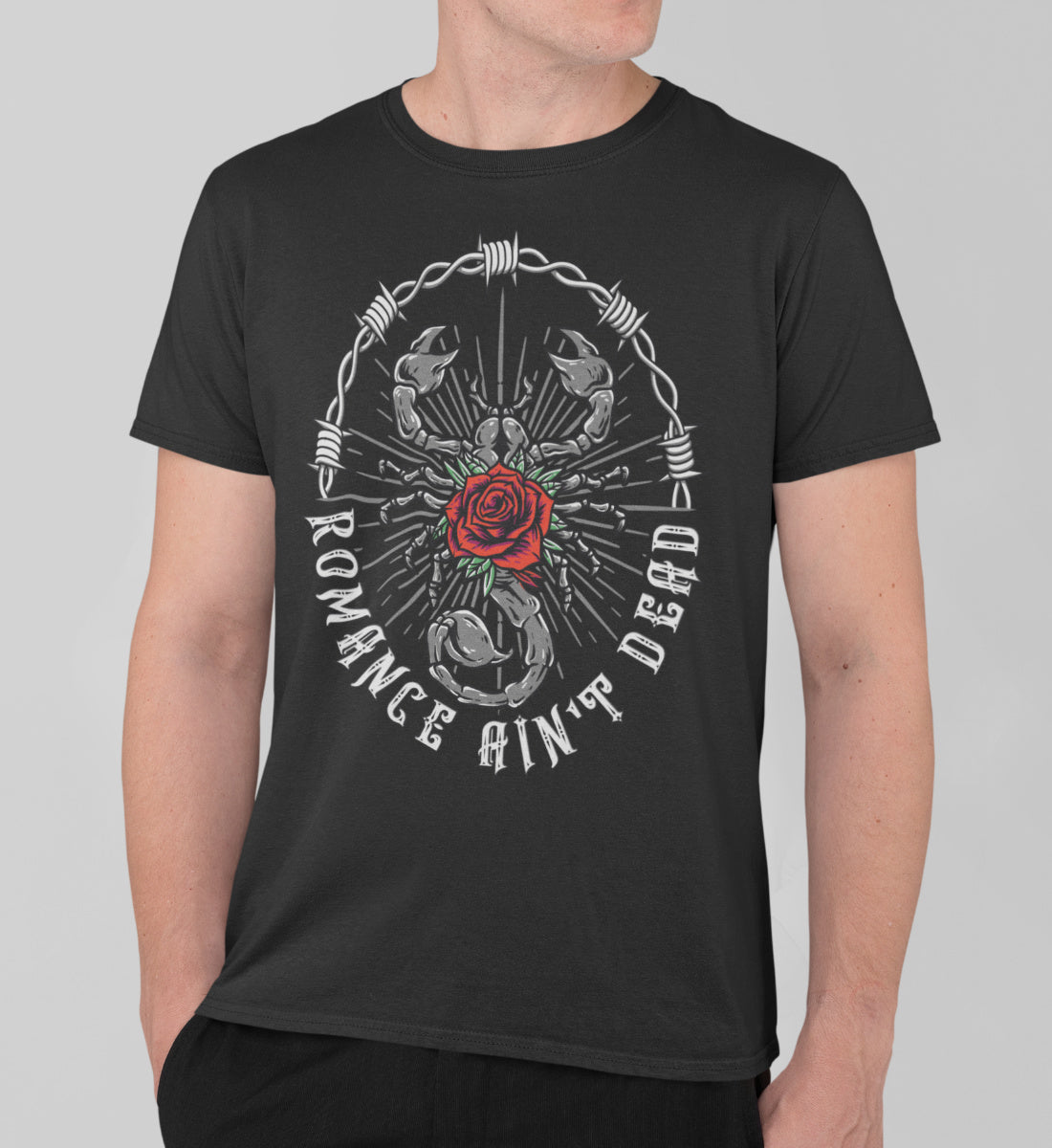 Romance Ain't Dead - Scorpion & Rose  - Herren Shirt