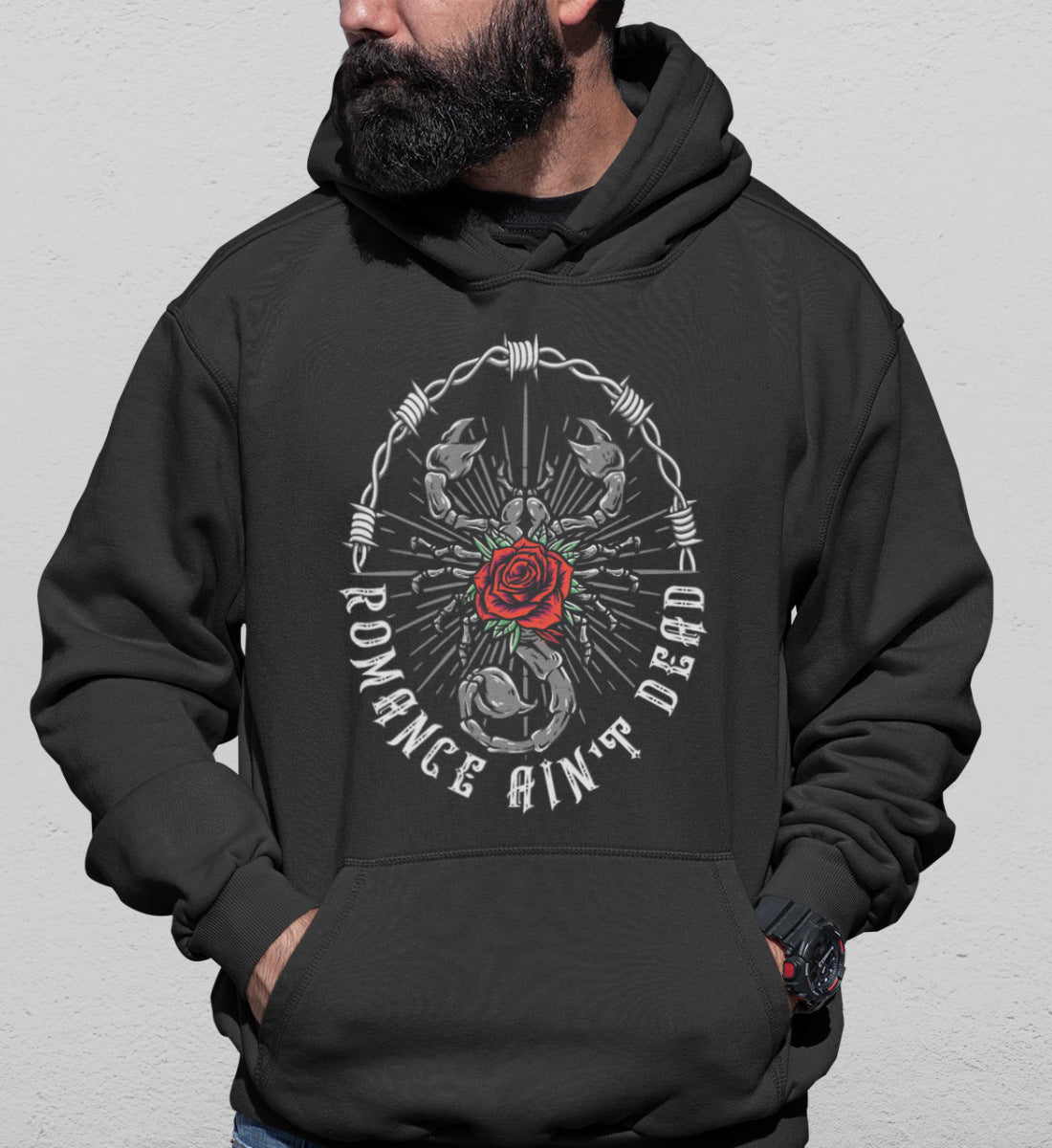 Romance Ain't Dead - Scorpion & Rose  - Unisex Organic Hoodie