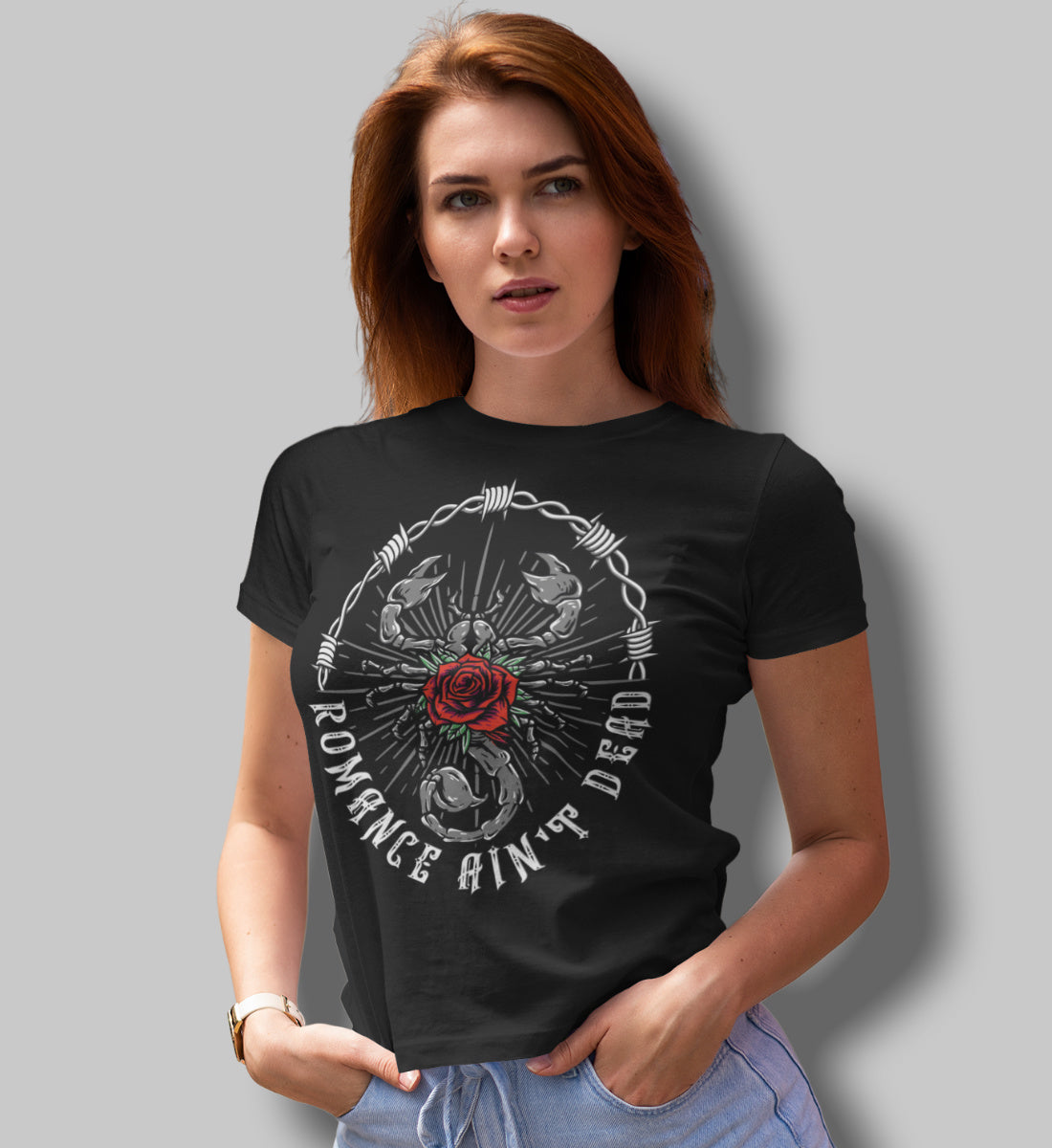 Romance Ain't Dead - Scorpion & Rose  - Damen Premium Organic Shirt