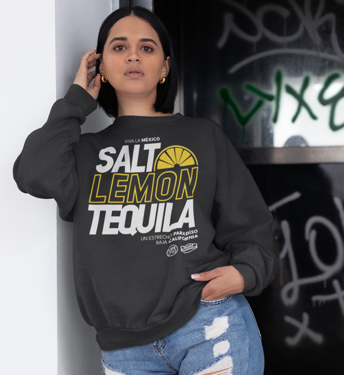 Salt Lemon Tequila Viva La Mexico  - Unisex Organic Sweatshirt ST/ST