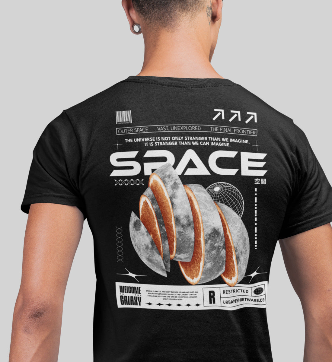 Space - Orange Moon - Streetwear  - Herren Premiumshirt