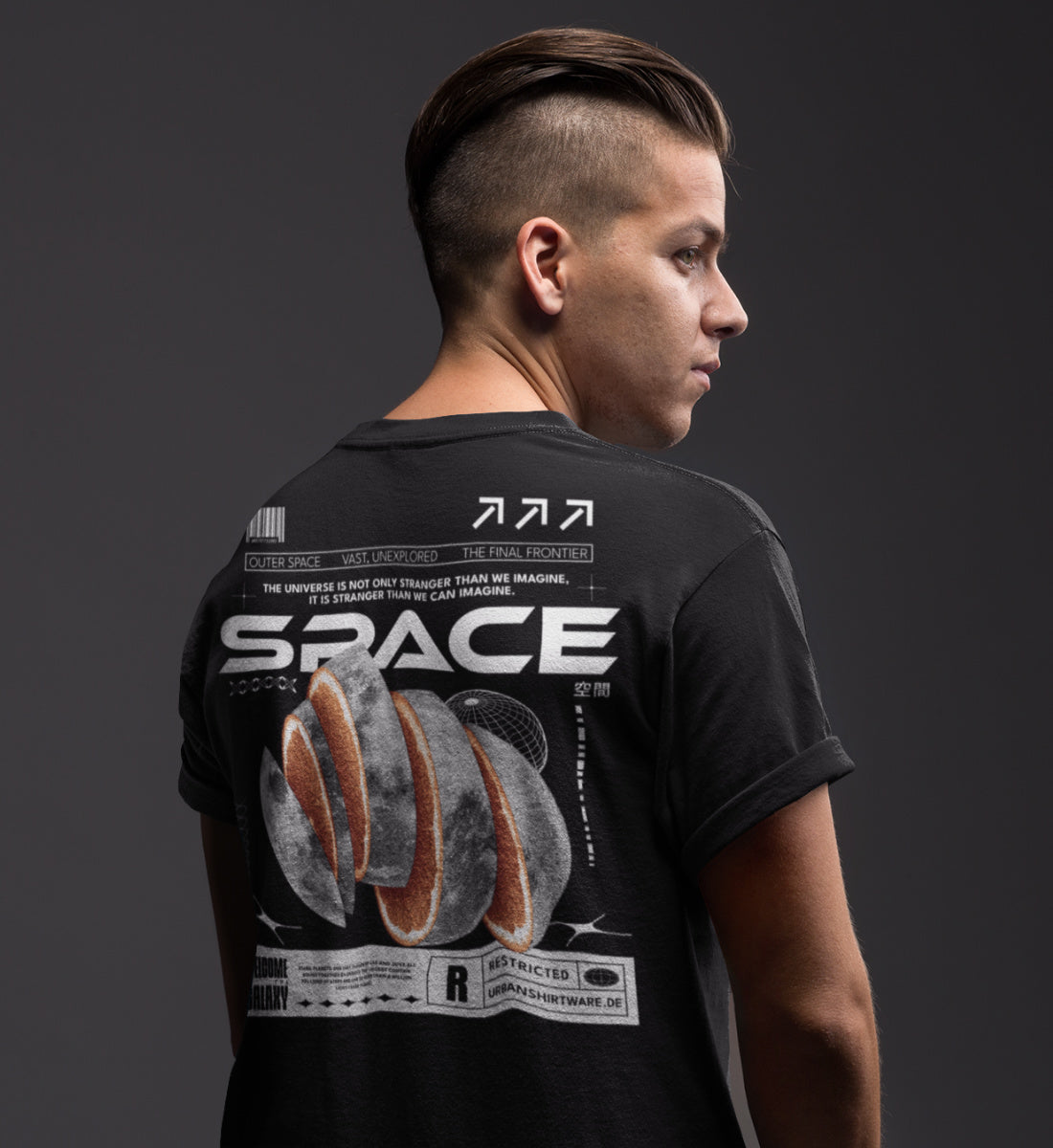 Space - Orange Moon - Streetwear  - Herren Shirt