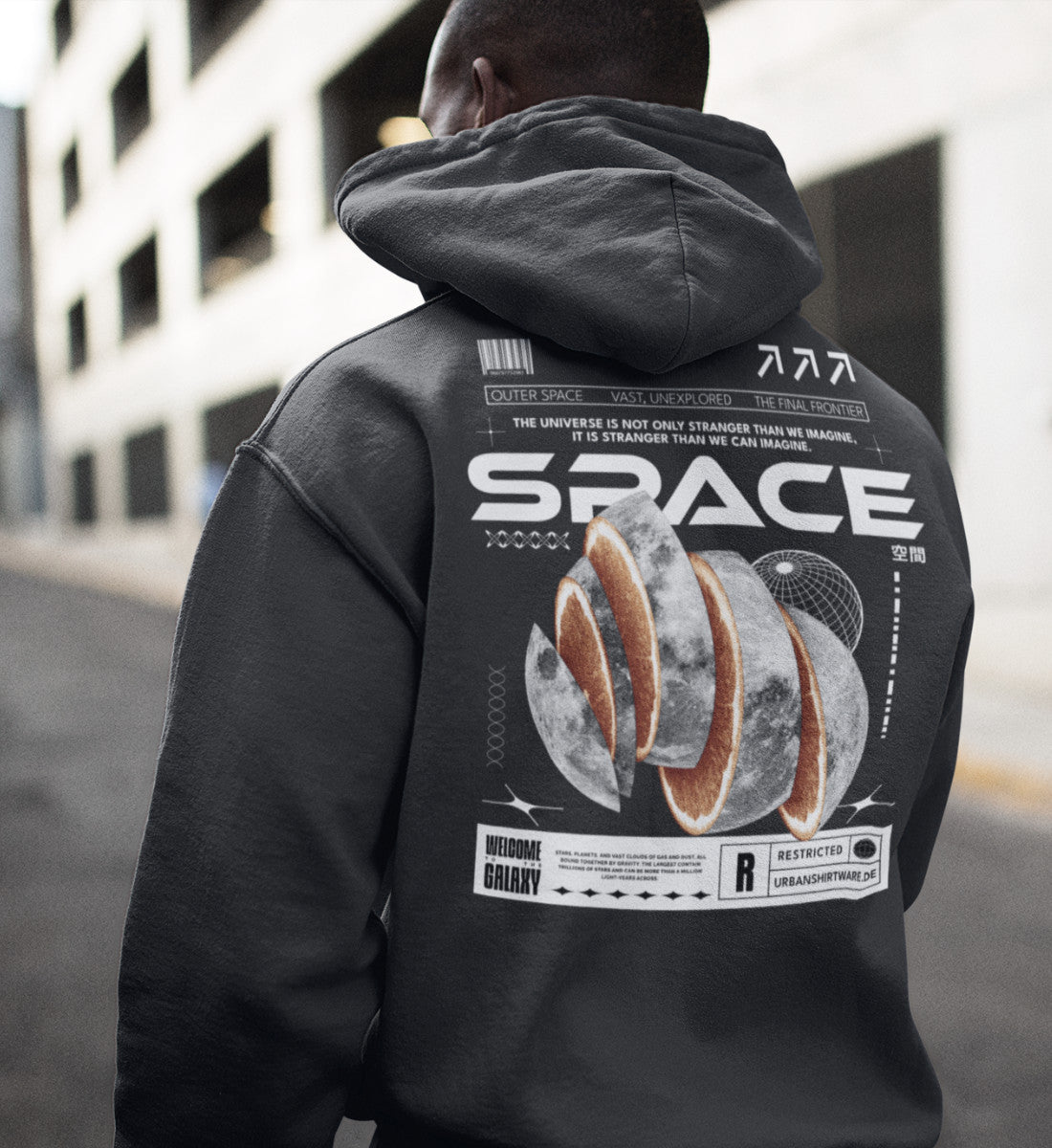 Space - Orange Moon - Streetwear  - Unisex Premium Organic Hoodie 2.0 ST/ST