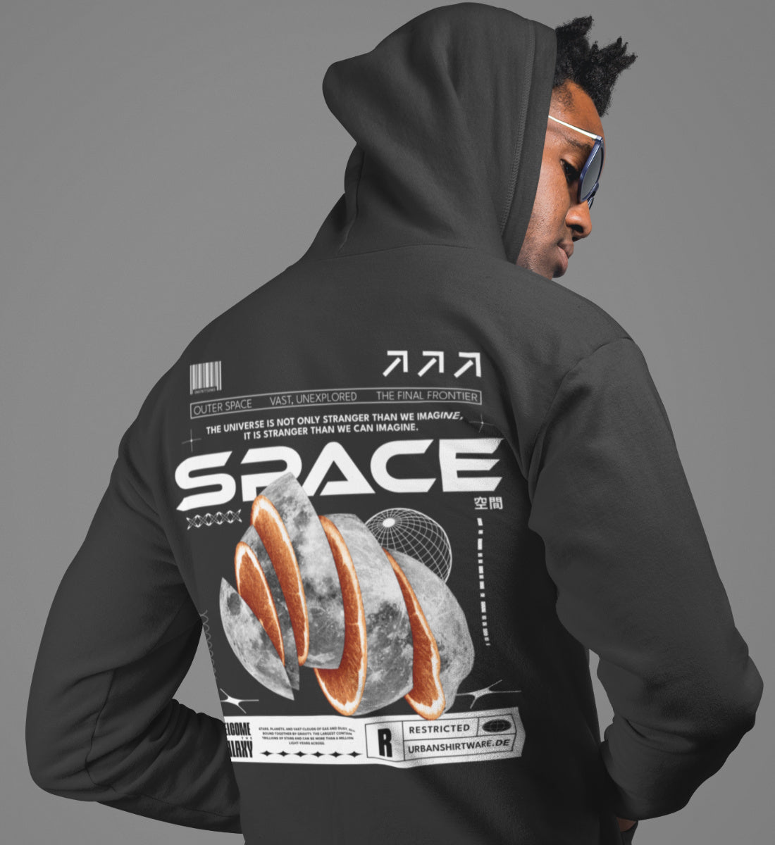 Space - Orange Moon - Streetwear  - Unisex Premium Organic Hoodie 2.0 ST/ST