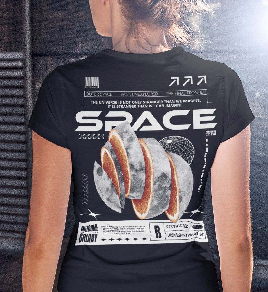 Space - Orange Moon - Streetwear  - Damen Premium Organic Shirt