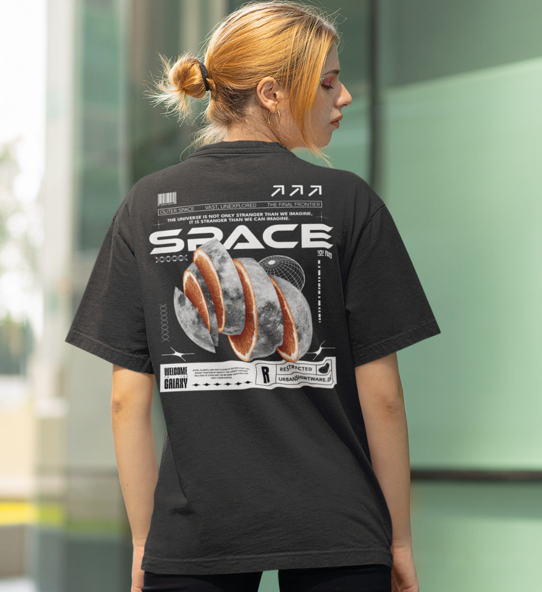 Space - Orange Moon - Streetwear  - Damenshirt