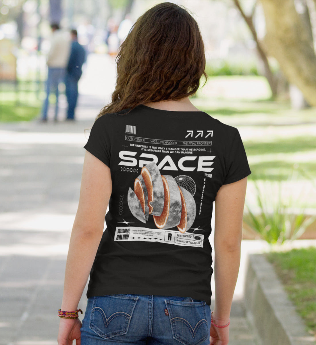 Space - Orange Moon - Streetwear  - Damenshirt