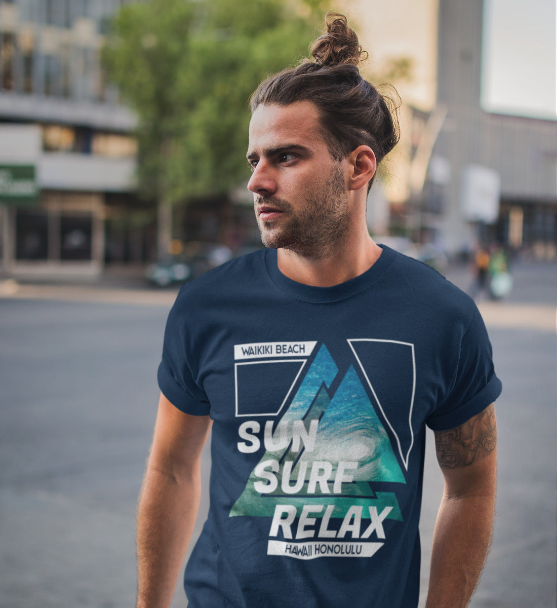 Sun Surf Relax Waikiki Beach Hawaii Honolulu  - Herren Premium Organic Shirt