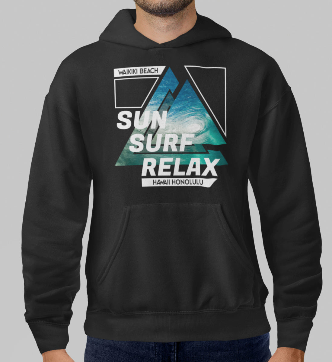 Sun Surf Relax Waikiki Beach Hawaii Honolulu  - Unisex Organic Sweatshirt ST/ST