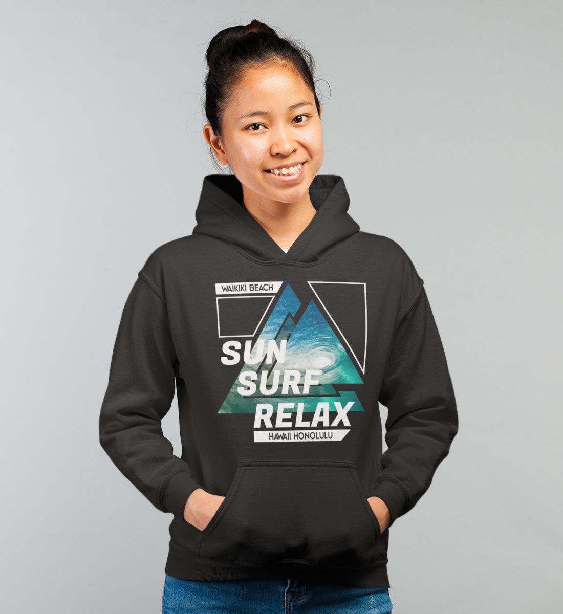 Sun Surf Relax Waikiki Beach Hawaii Honolulu  - Unisex Organic Hoodie