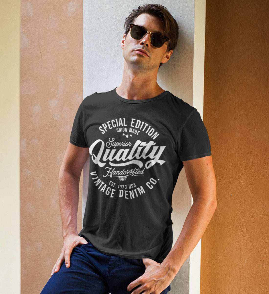 Superior Quality Handcrafted Vintage Style Denim  - Herren Premium Organic Shirt