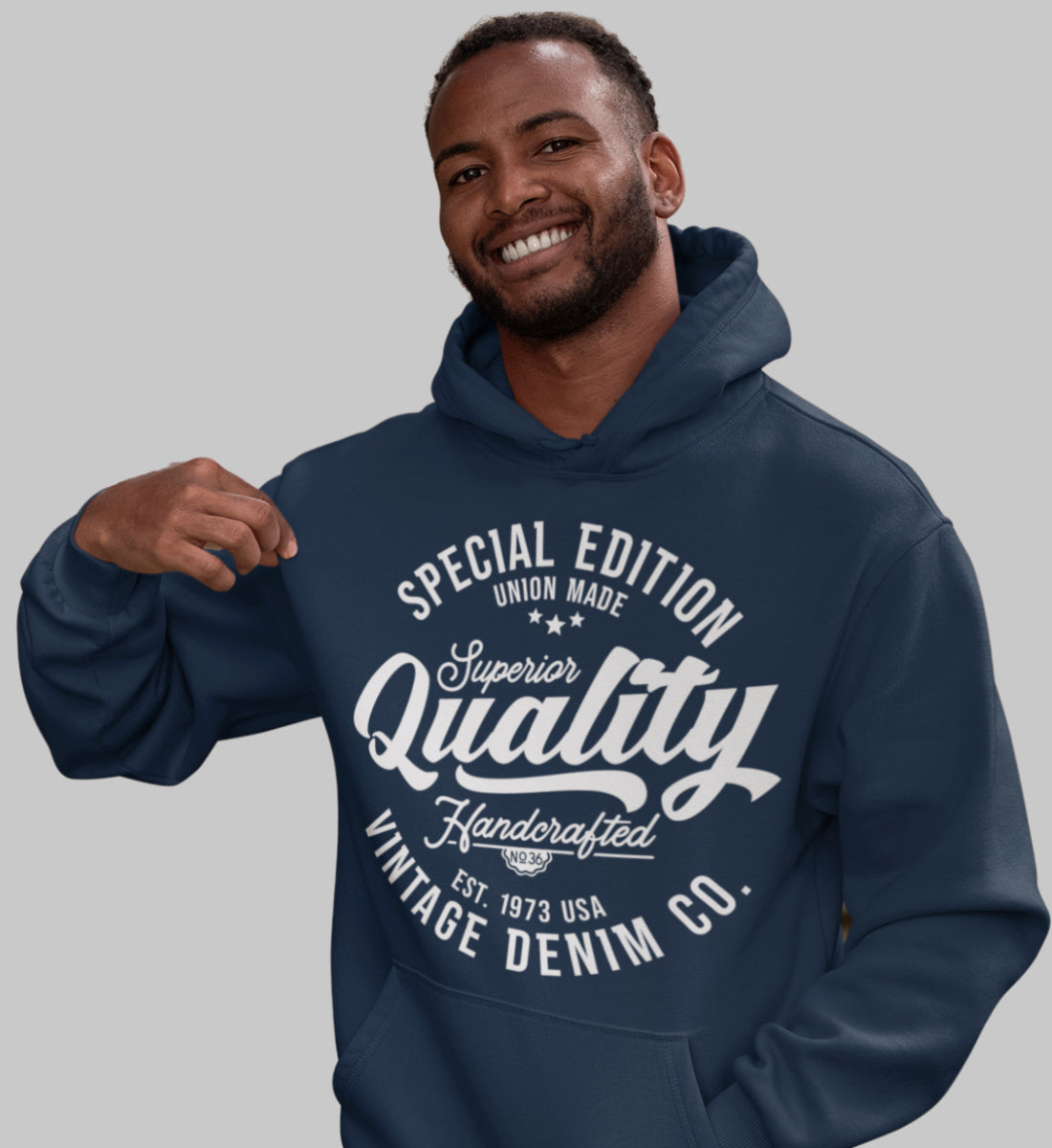 Superior Quality Handcrafted Vintage Style Denim  - Unisex Organic Hoodie