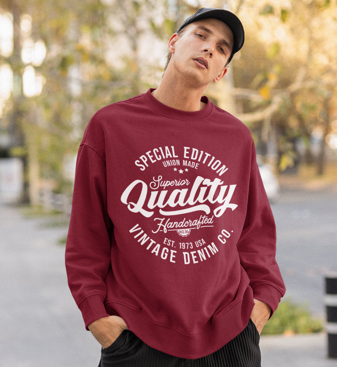 Superior Quality Handcrafted Vintage Style Denim  - Unisex Organic Sweatshirt ST/ST