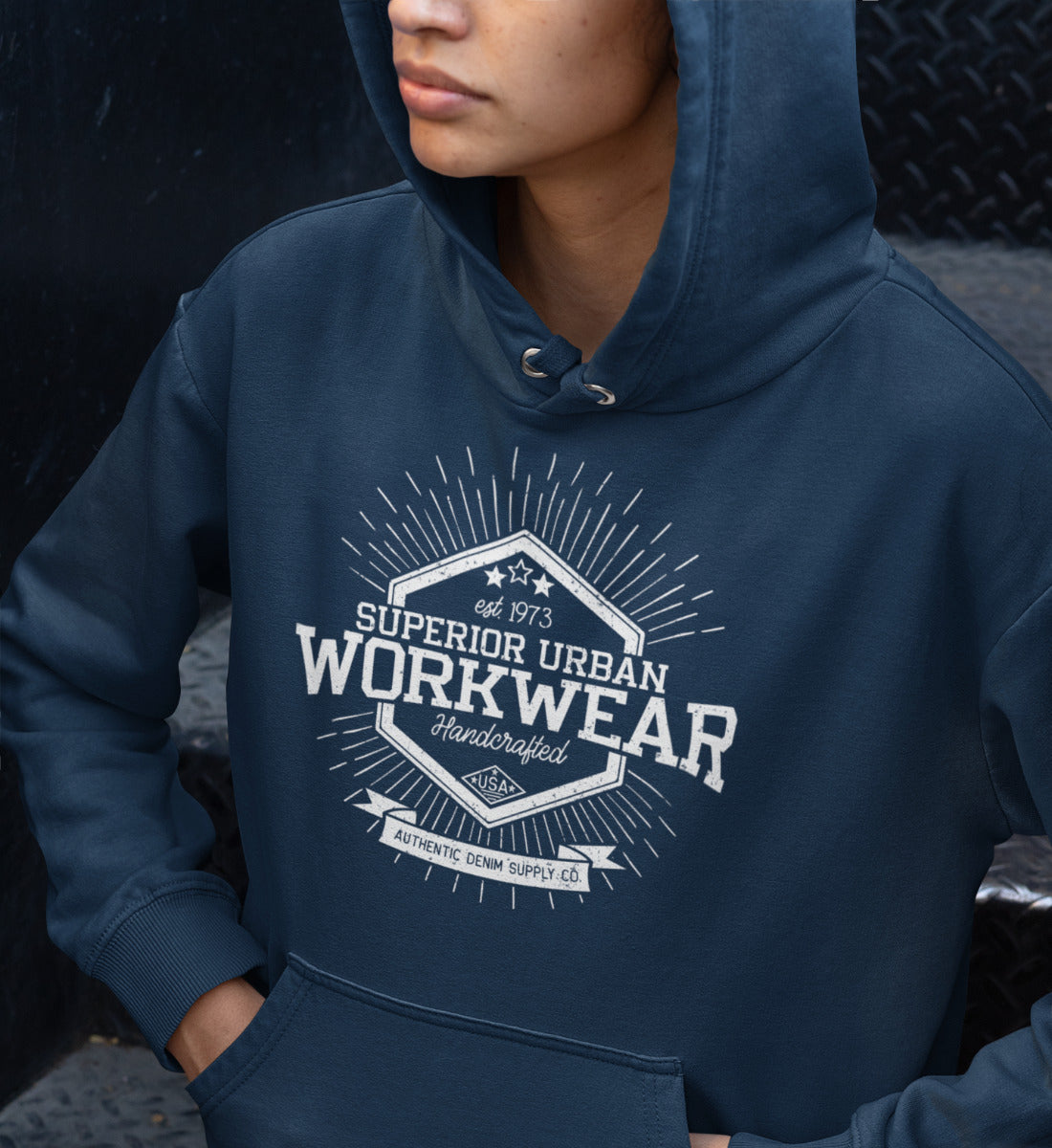 Superior Urban Workwear Handcrafted Vintage Denim  - Unisex Organic Hoodie