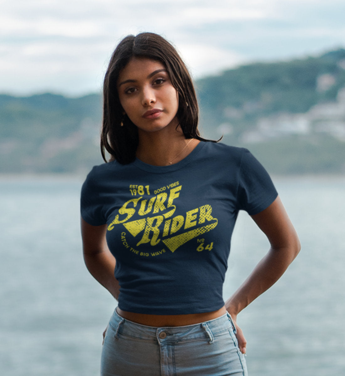 Surf Rider - Catch The Big Wave  - Damen Organic Crop Top