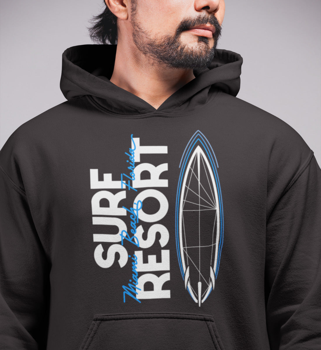 Surfboard Blueprint Miami Beach Surf Resort   - Unisex Organic Hoodie