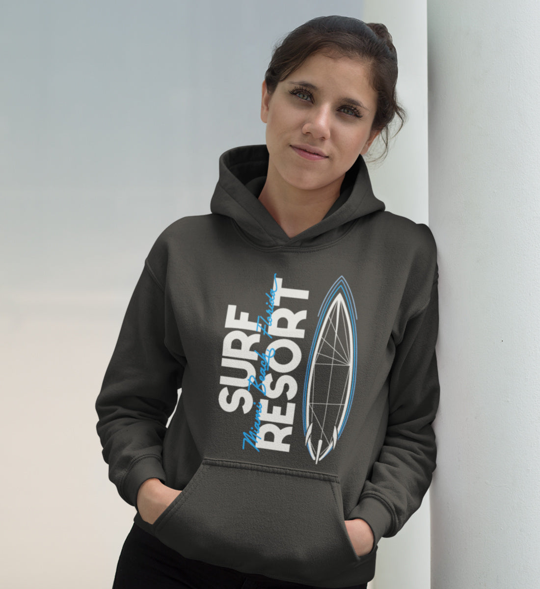 Surfboard Blueprint Miami Beach Surf Resort   - Damen Organic Hoodie ST/ST