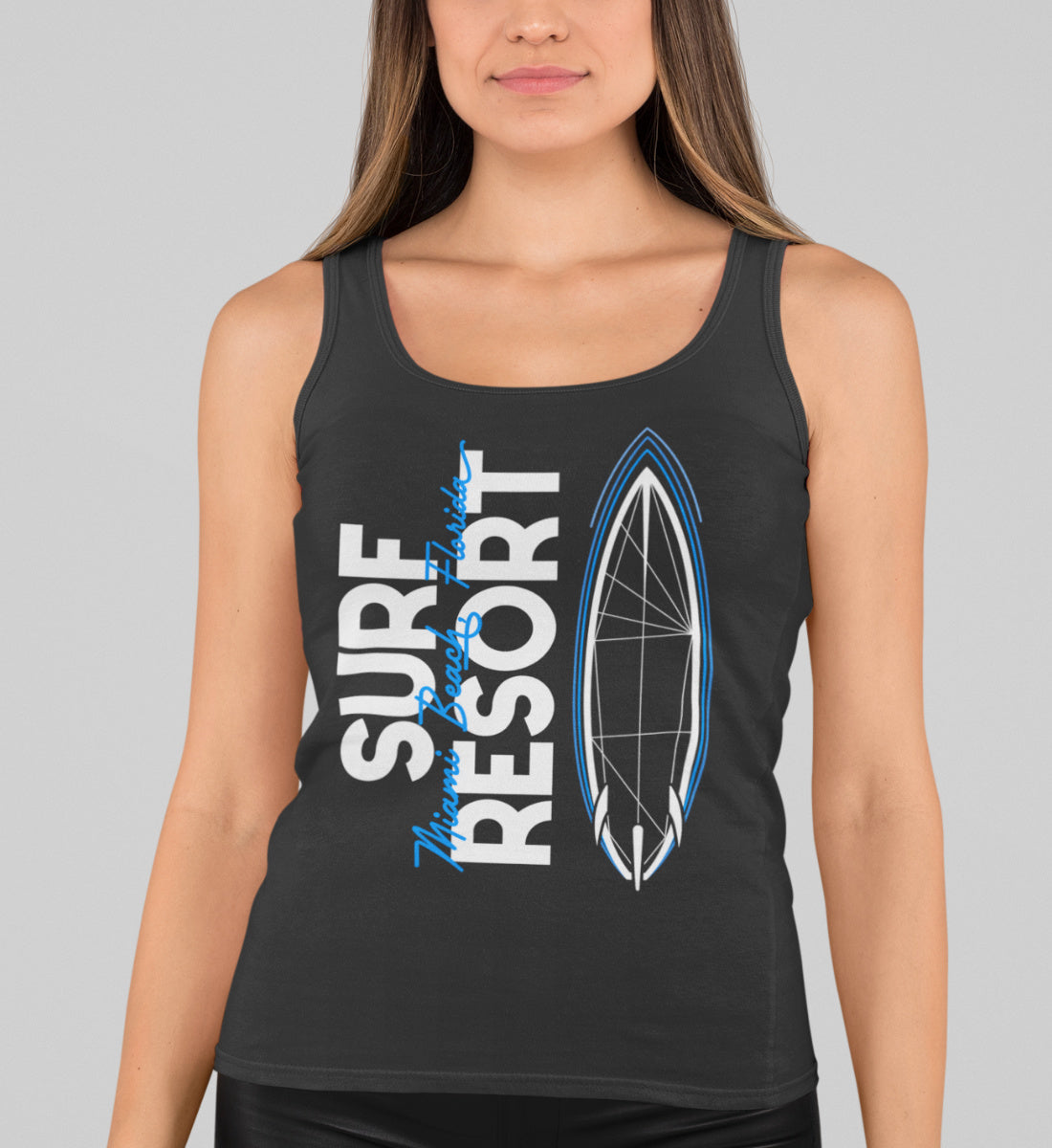 Surfboard Blueprint Miami Beach Surf Resort   - Damen Premium Organic Tanktop ST/ST