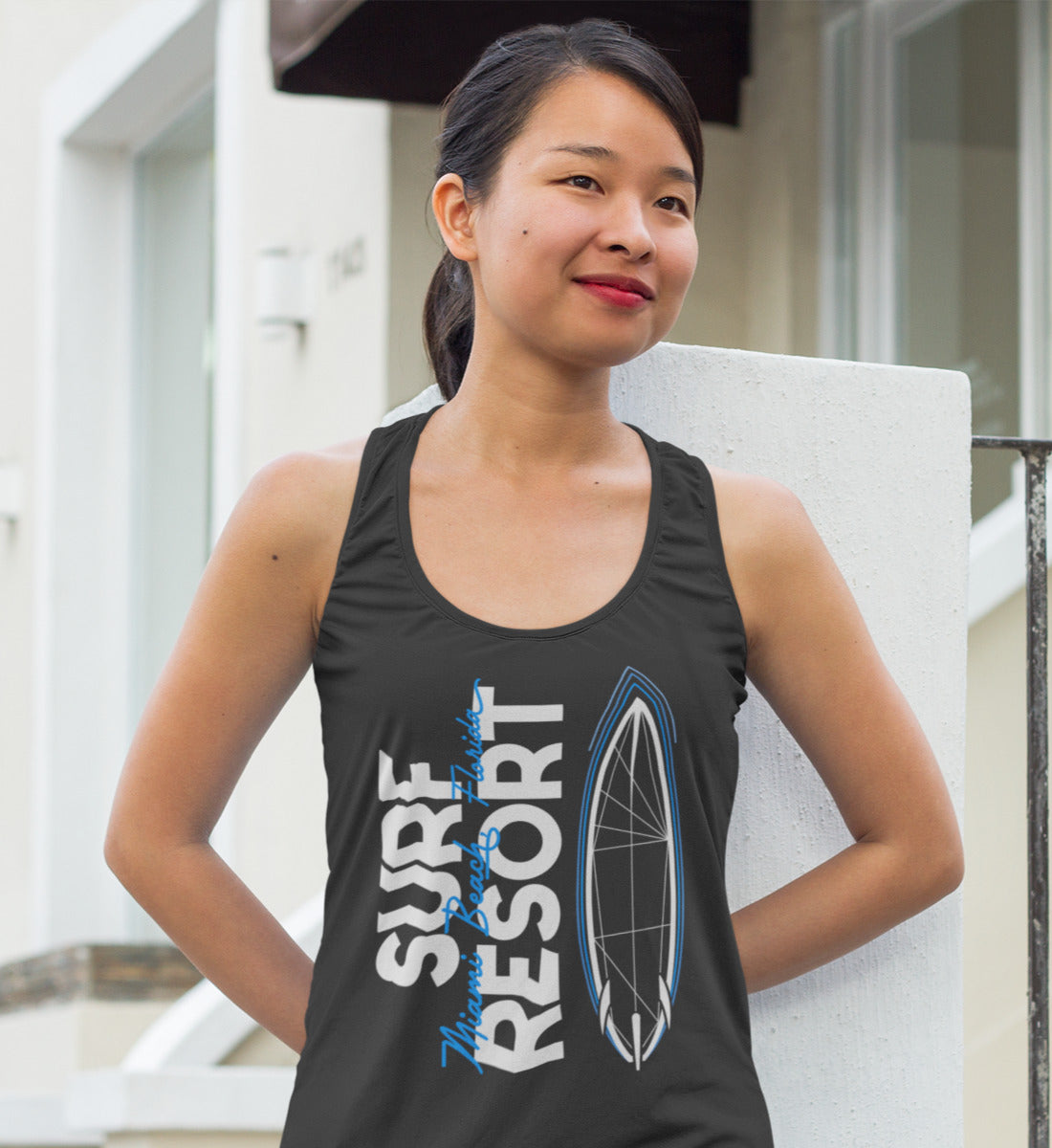 Surfboard Blueprint Miami Beach Surf Resort   - Damen Premium Organic Tanktop ST/ST