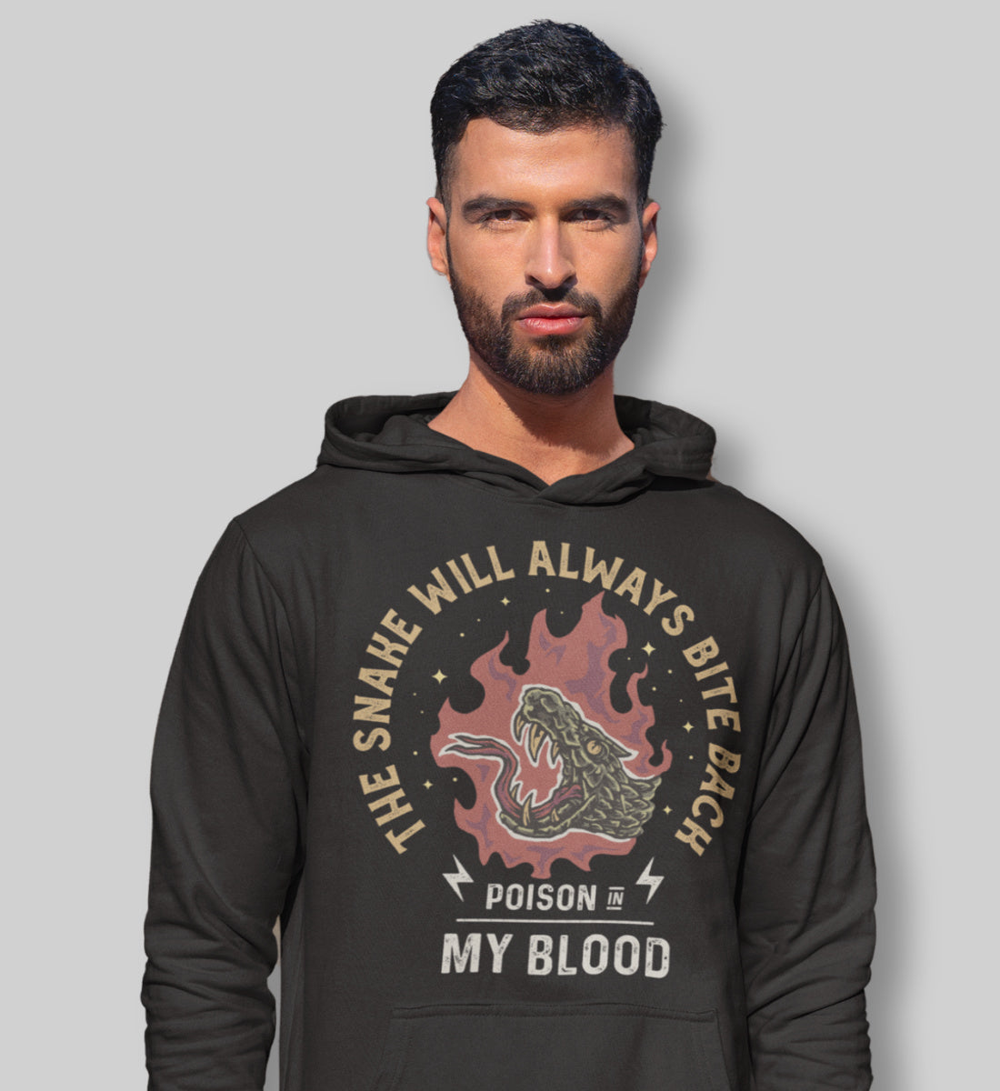 The Snake Will Always Bite Back - Poison In My Blood  - Unisex Organic Hoodie